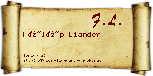 Fülöp Liander névjegykártya